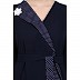 Designer abaya with polka dotted frills- Navy Blue